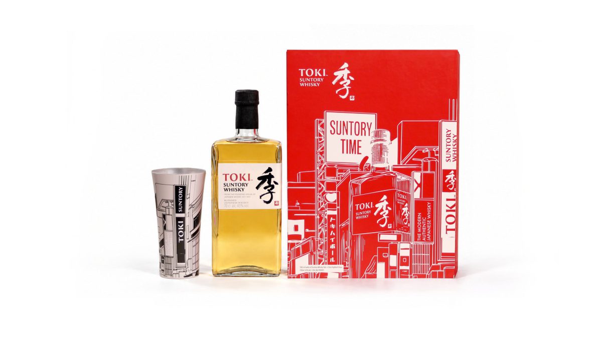 Set Quà Suntory Toki Hộp Quà Tết 2027 - chai, ly highball và hộp đỏ