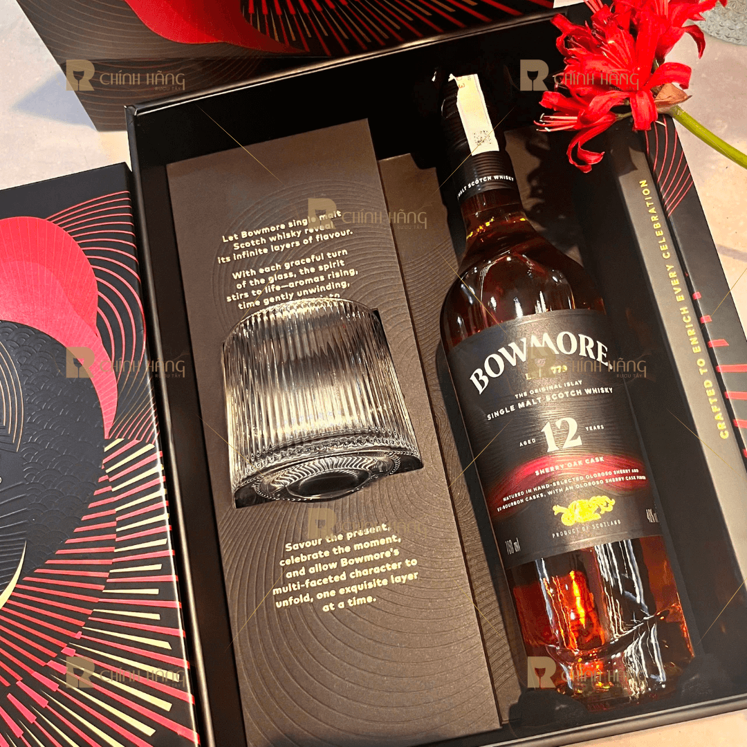 Bowmore 12 Năm Sherry Oak Cask - Hộp Quà Tết 2026 700 ml - hình mô tả 2